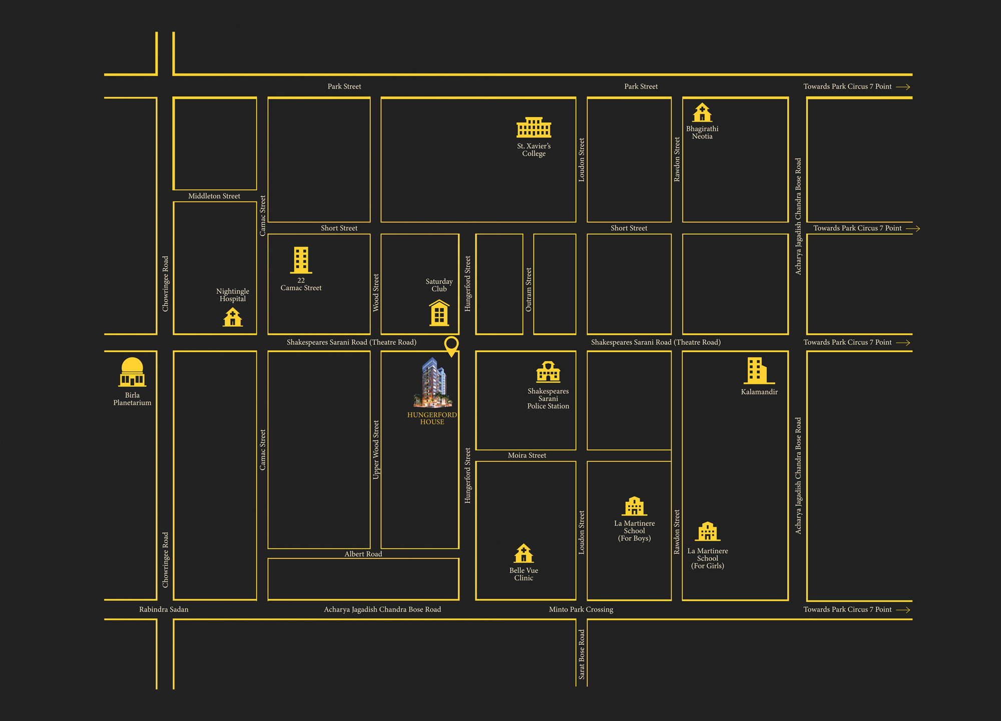 Location of the flat in park street kolkata